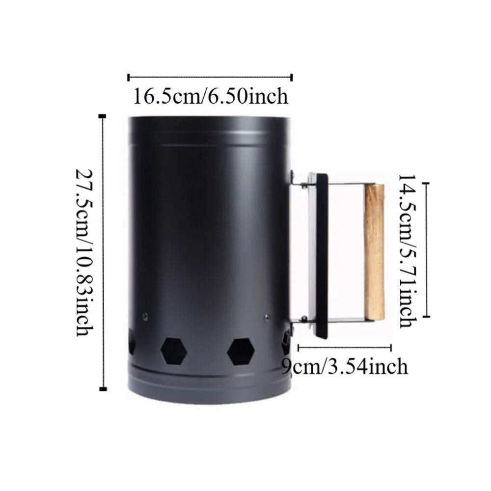 With Handle BBQ Carbon Barrel Stainless Steel Heat-resistant Camping BBQ Coal Lighter Can with Thickened Insulation Panels