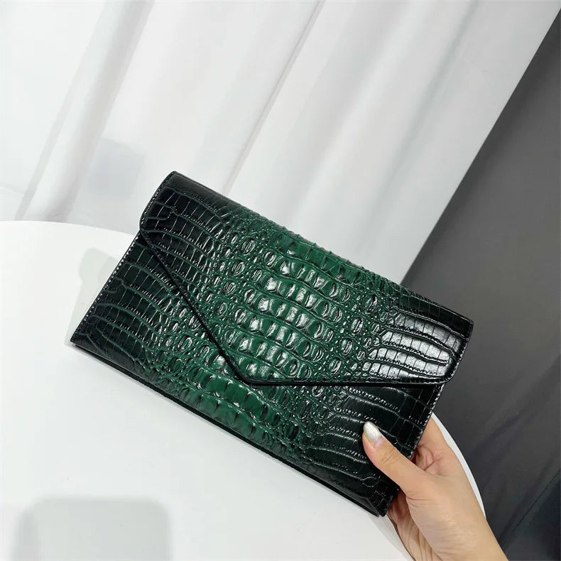 Women Hot Sales Crocodile Handbag  Female Alligator Pattern Leather Clutches Purse Crossbody Shoulder Bag Evening Bags