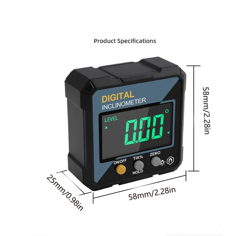 Waterproof Electronic Angle Protractor Single-sided Magnetic LCD Backlight Slope Meter High-precision Level Gauge Construction