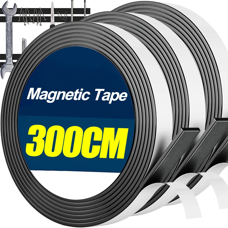 Self Adhesive Magnetic Tape Cuttable Rubber Magnetic Strip For Fridge Wall DIY Photo Poster Fixing Tape Home Office Storage Tool