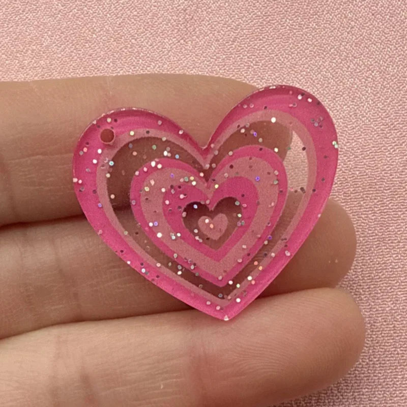 10pcs acrylic heart pendant, DIY jewelry making earrings, necklaces, keychains, accessories