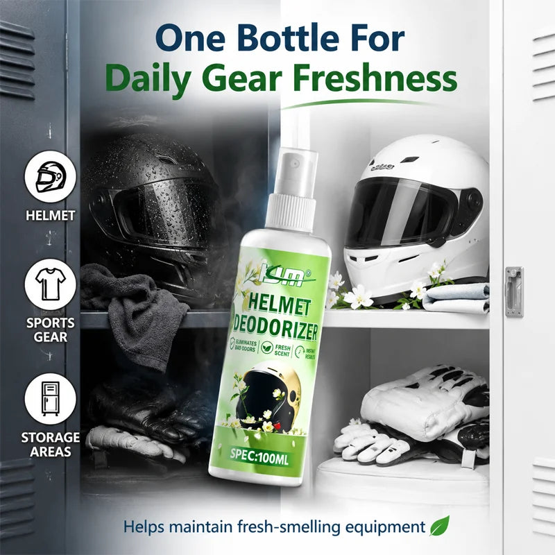 KJM 100ML Fast-Acting Motorcycle Helmet Deodorizing Spray - Inner Liner Sweat & Odor Removal Cleaner for Riding Gear