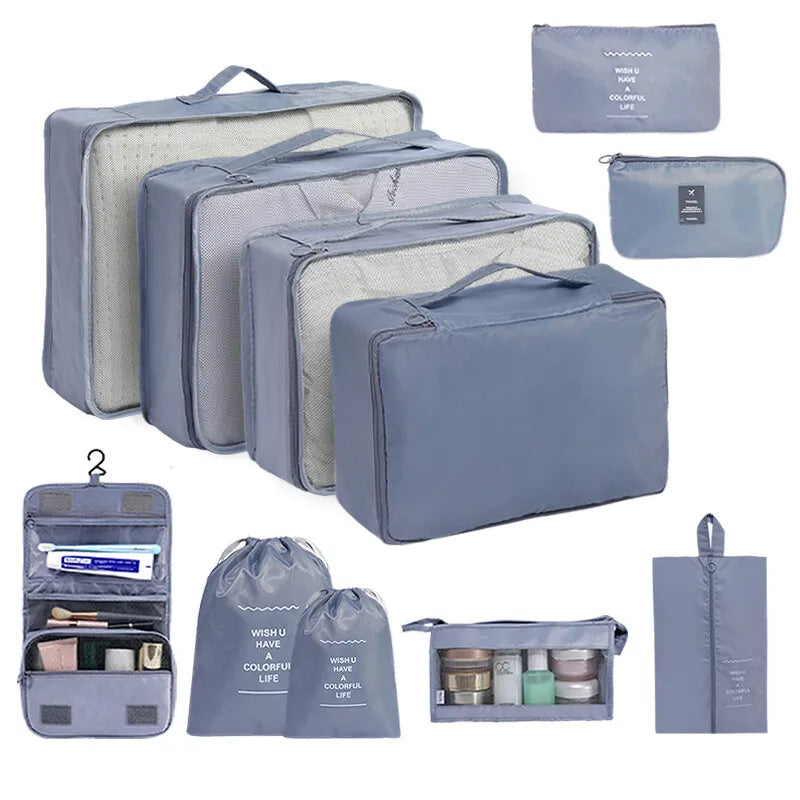 7/8/9/10/11 Pcs Set Travel Organizer Storage Bags Suitcase Packing Cubes Set Cases Portable Luggage Clothes Shoe Tidy Pouch