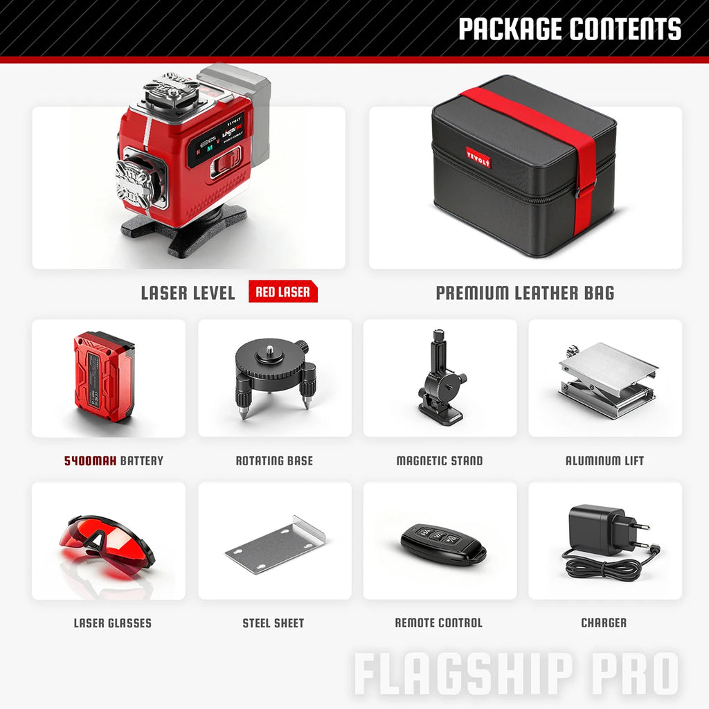 YEVOLT 16-Line Laser Level (Red/Green Beam Choices) 360° Rotatable Bottom & Laser Window Touch Panel Operation Power Display