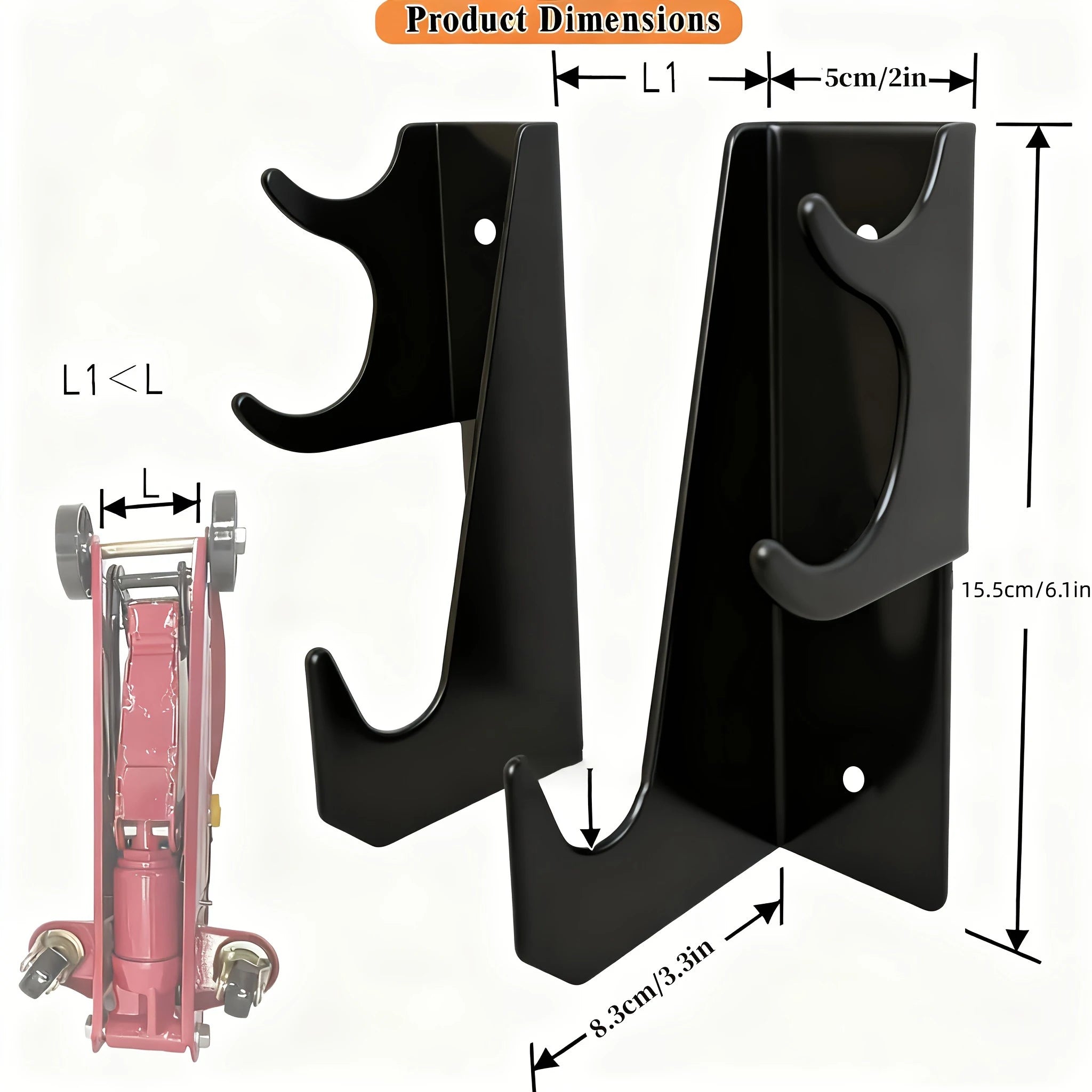 Handle Storage2pcs Max Version Oversized Heavy-Duty Metal Floor Jack Stand and Jack Stand Wall Mount Hook Rack 2pcs