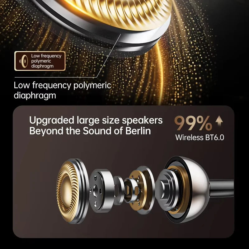 BT 5.4 Earphone Wireless Clear Calls Comfort Fit Earbuds with LED Display Deep Bass Stereo OWS Earphone for Business Travel