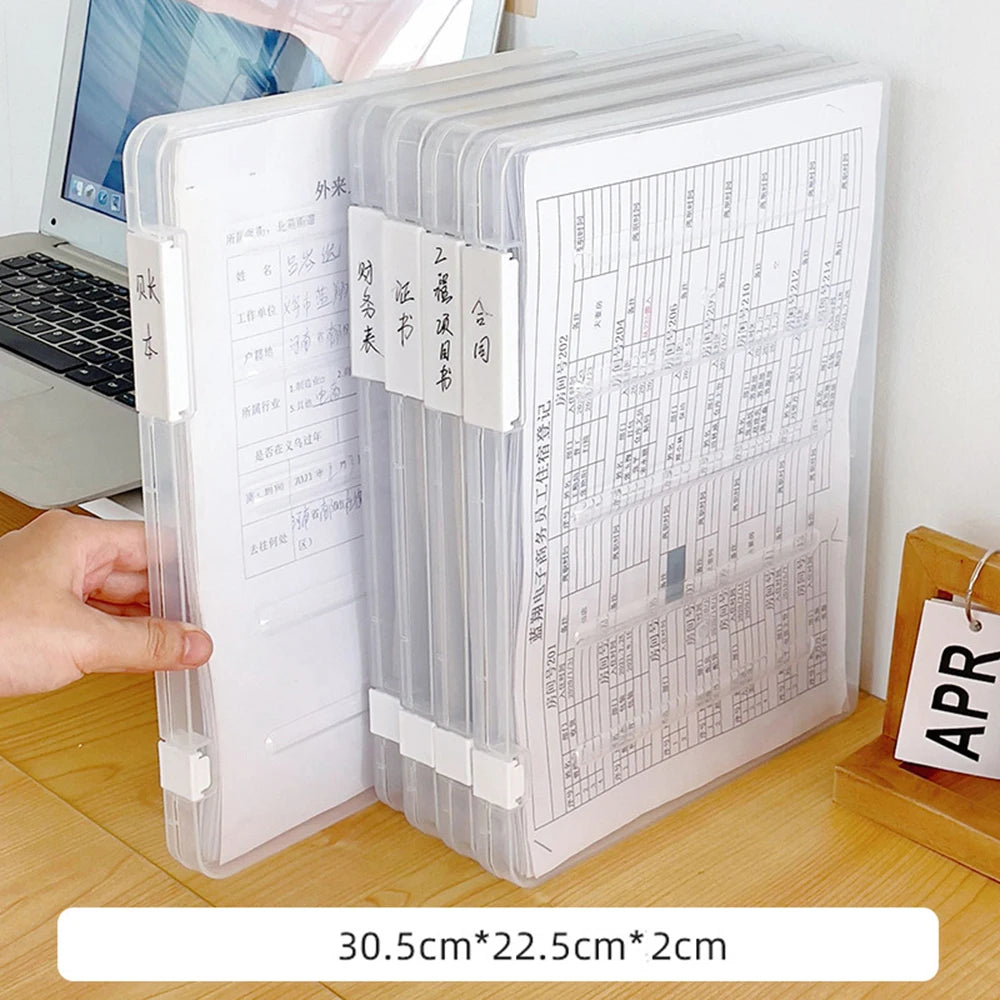 A4 File Storage Box Transparent Portable Folder Document Case Organizer Waterproof and Dustproof Test Paper Classification Boxes