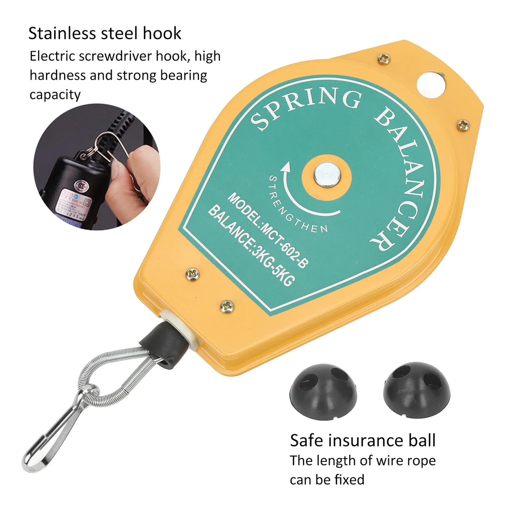 Spring Balancer 3 to 5Kg Load Bearing Retractable Tool Fixture Holder Hanging with Fittings Air Tool Parts Accessories