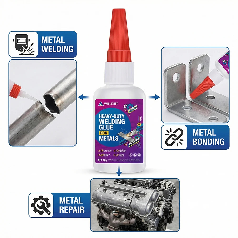1-4pcs Heavy-Duty Welding Glue for Metals Quick-Drying Powerful Adhesion Instant Adhesive for All Metals