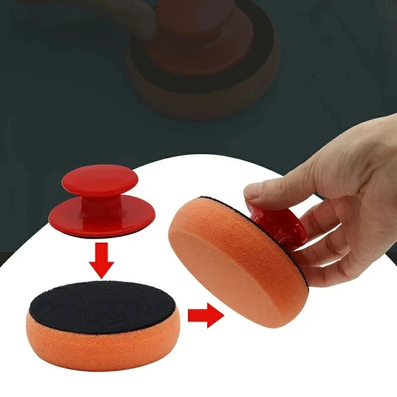 4 Inch Foam Wax Applicator Pads with Red Handle Soft Sponge Polishing Pads for Car Cleaning and Paint Maintenance