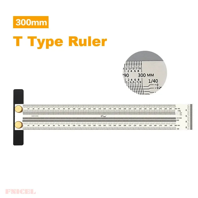 Stainless Woodworking Scribing Mark Line Gauge Carpenter Measuring Tool High-Precision Scale Ruler T-Type Hole Ruler