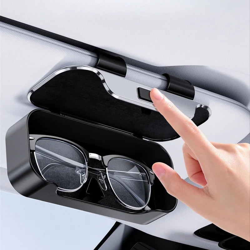 Universal Car-Mounted Eyeglass Case Sunglasses Holder Driver Co-Pilot Storage Box Eyewear Frame Sunshade Board Accessory