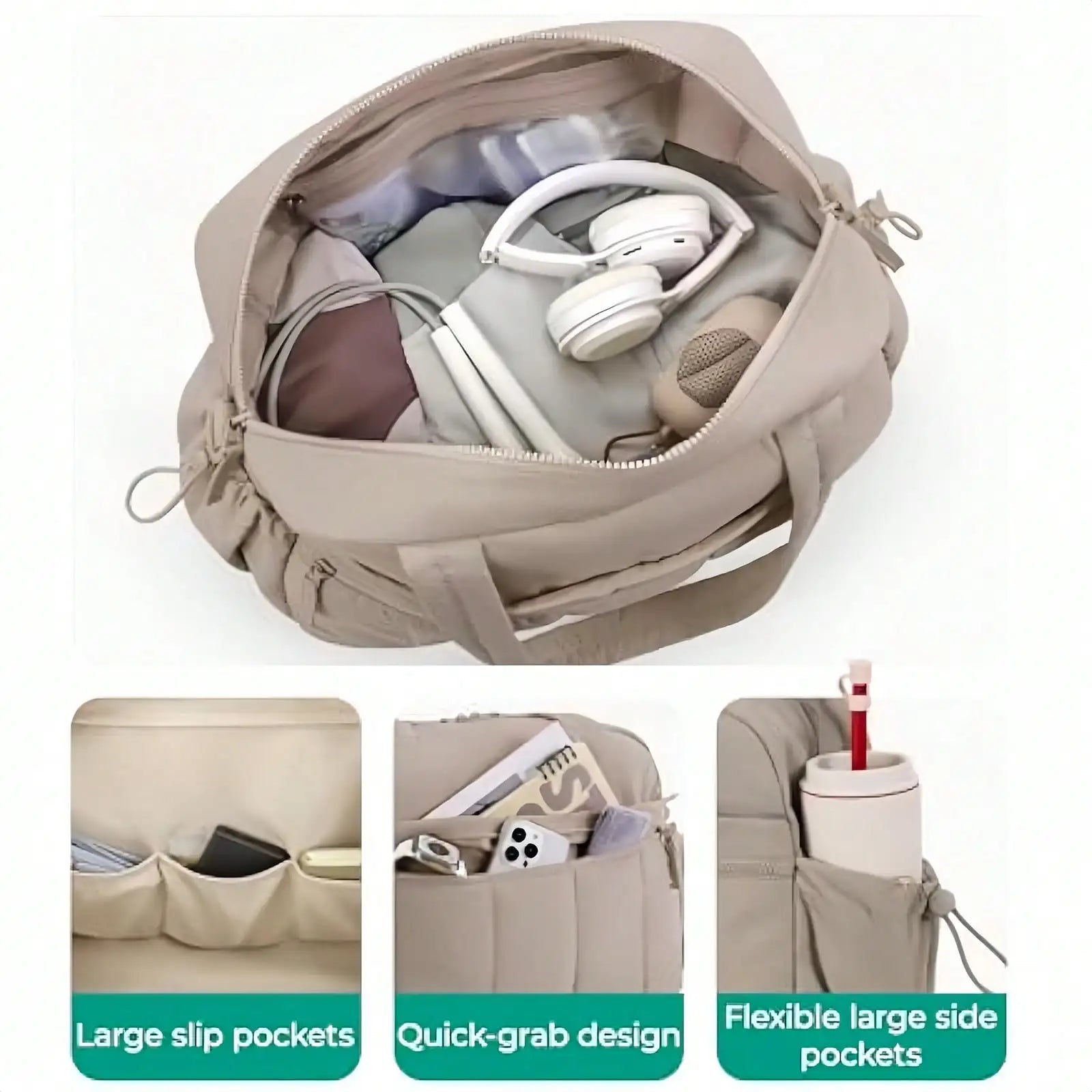 Large Capacity Gym Bag , Duffle Bag for Travel with Wet Pocket, Lightweight Carry on Weekender Duffel,  Multi-compartments Waterproof Shoulder Bag