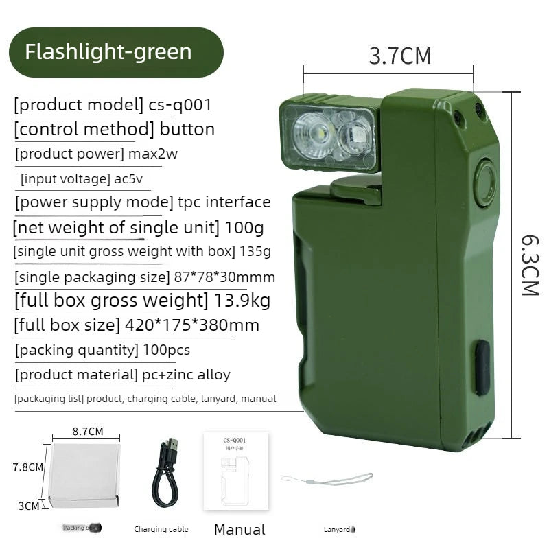 EDC Flashlight 400 Lumens Rechargeable Mini Dual Light RGB White Type C Portable Pocket Flashlight for Outdoor Camping Hiking