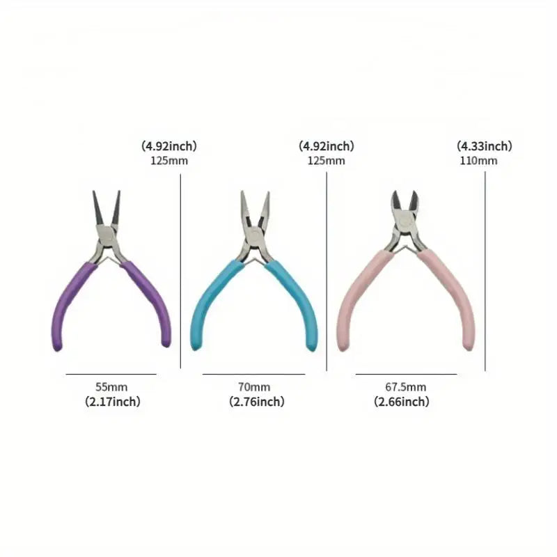 3pcs/set Multi Function Jewelry Pliers Needle Nose Diagonal Round Nose DIY Handmade Mini Tools