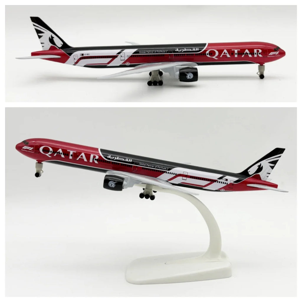 20cm 777-300 Qatar Airways Model Plane Toy Replica Alloy Material Scale Airplanes With Landing Gear Wheels Base
