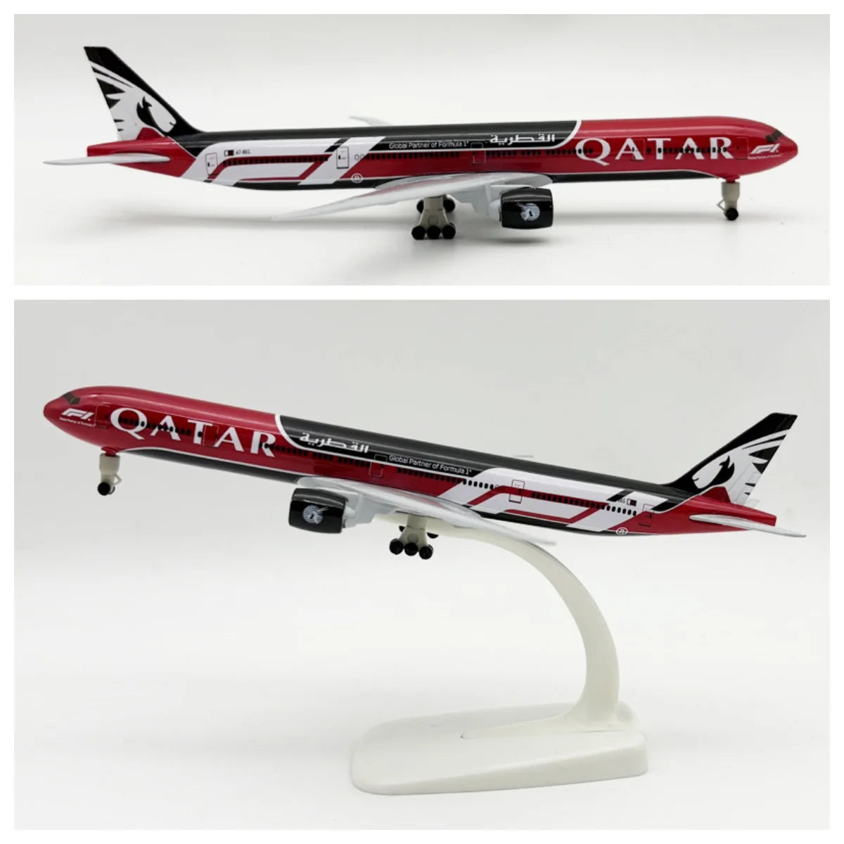 20cm 777-300 Qatar Airways Model Plane Toy Replica Alloy Material Scale Airplanes With Landing Gear Wheels Base