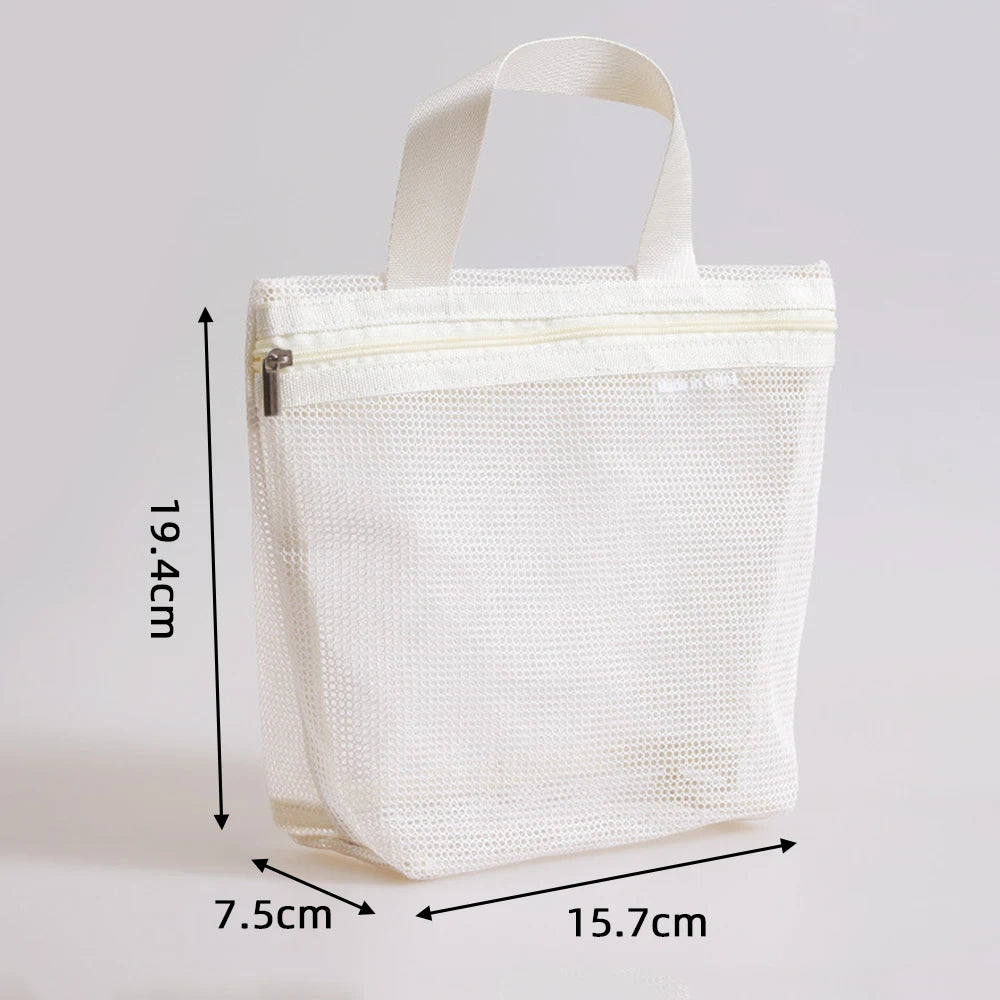 Portable Toiletry Storage Bags Mesh Travel Makeup Handbags Washing Body Shower Tools Organizer Hanging Lightweight Toiletry Bag