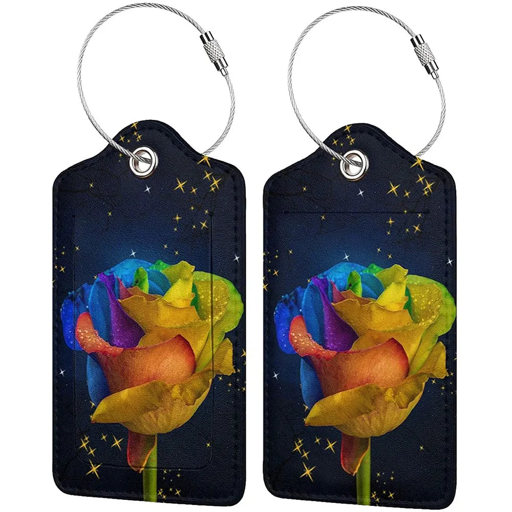 Women Men PU Leather Luggage Tag Suitcase Identifier Label Baggage Boarding Bag Tag Name ID Address Holder Travel Accessorie
