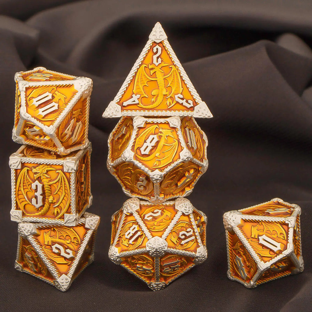 DND Metal Dice Set 7pcs – Polyhedral RPG D&D D20 D12 D10 D8 D6 D4 / Ensemble 7 dés métalliques DND – Polyédriques RPG jeux de rôle