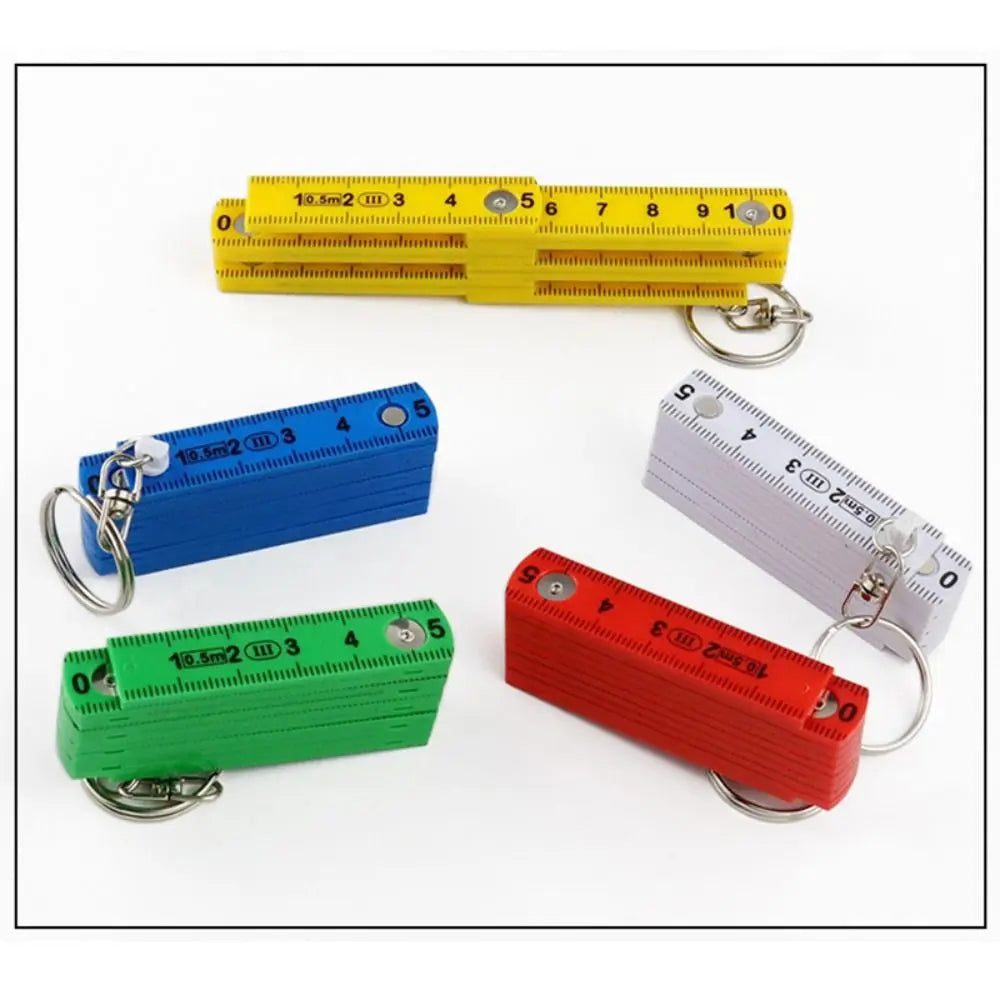 Multi Functional 0.5m 10-Fold Folding Ruler with Keychain Double-sided Scale Plastic Ruler Anti Pinch Gauge DIY Projects