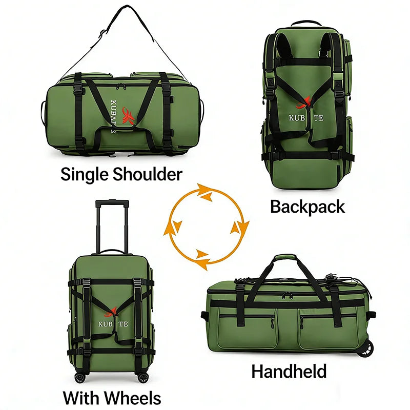 90/110l Large Capacity Travel Backpack Foldable Belt Wheel Travel Bag Multi Functional Shipping Bags Wear-Resistant Luggage Bag