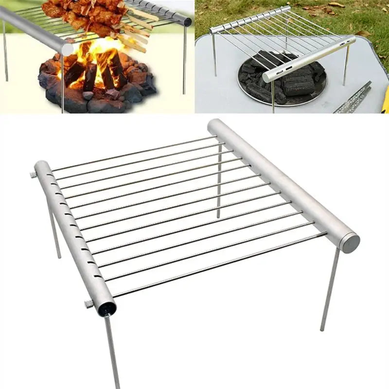 Foldable Mini Pocket Stainless Steel BBQ Grill Portable Compact Barbecue Stove For Home Backyard Park Outdoor Cooking Accessorie