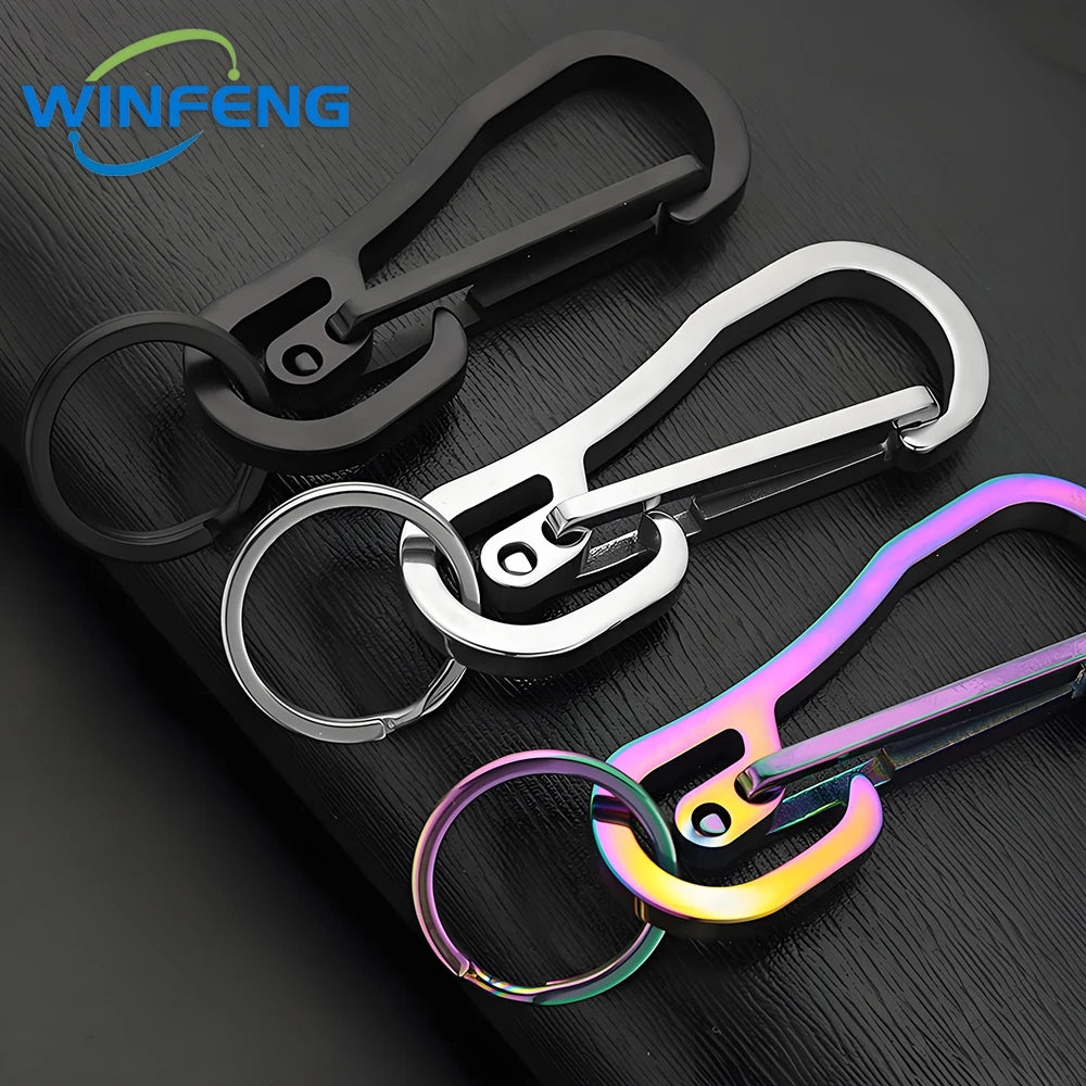 Portable Metal Carabiner Shape Key Ring Keyring Key Holder Clips Hook Holder Organizer Emergency Survival Whistle Keychain