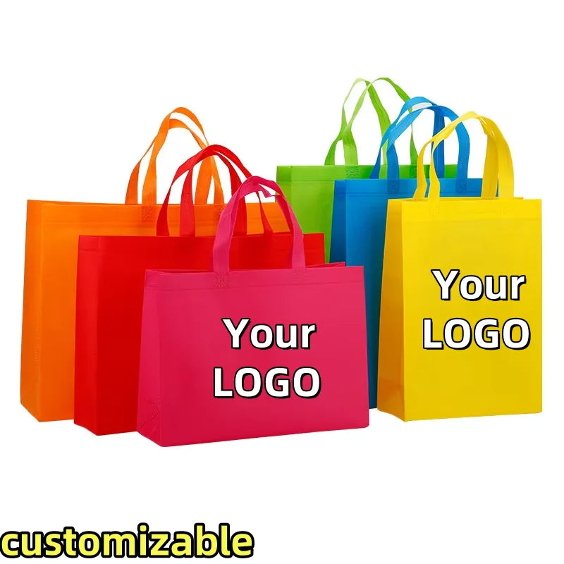 10PCS Thickened Nonwoven Tote Bags Wholesale Customized LOGO ECO-friendly Clothes Shoes Packaging Bags Gift Bags Shopping Bags
