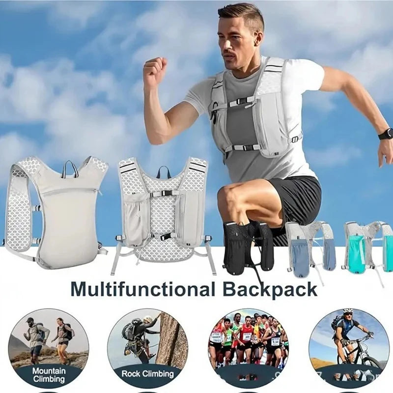 Lightweight Running Vest with Phone Holder New Reflective Hydration Water Chest Pack Storage for Sports Water Bottle