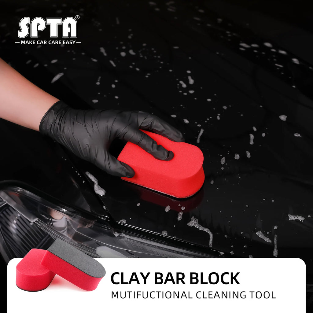 SPTA 1PC Red Car Magic Clay Bar Pad Decontamination Sponge Block Cleaning Eraser Wax Polish Auto Washing Tool Accessories