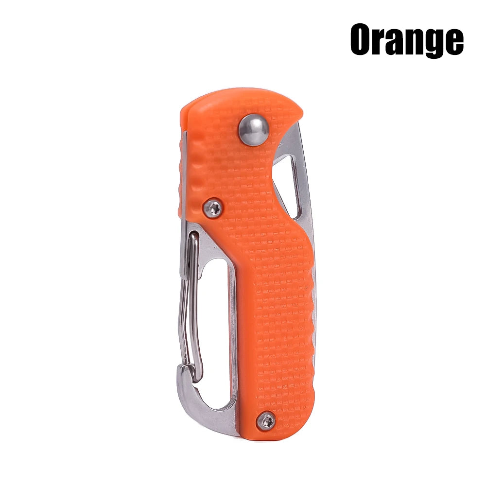 Multifunctional Keychain Knife Pocket Folding Knife Stainless Steel Blade Rustproof Wear Resistant for Outdoor Hiking Survival