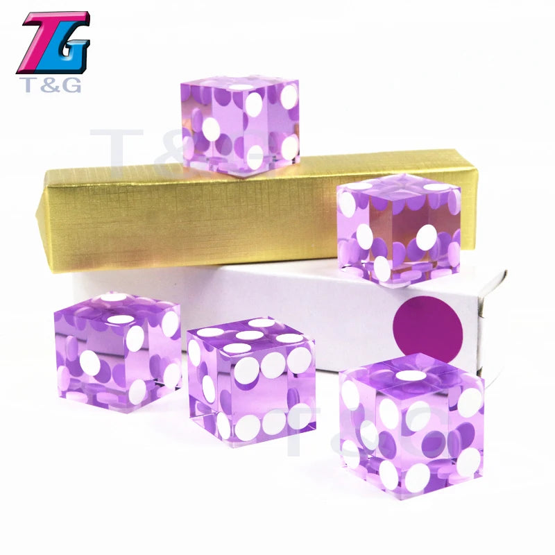 Precision Dice 19MM High-grade Acrylic TransparentSix Sided D6 Casino Sharp Straight Corners 5pcs
