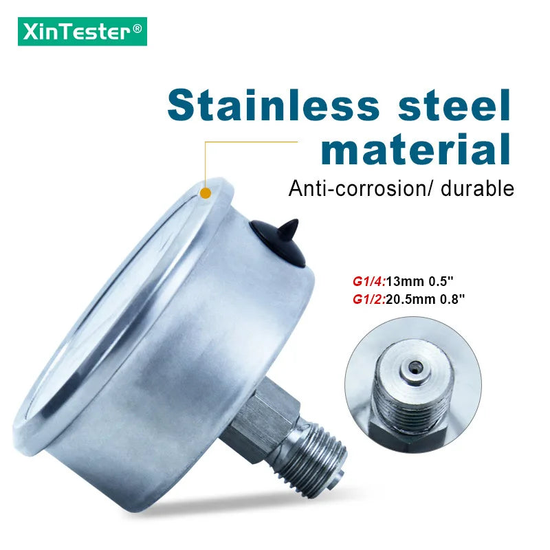 Xin Tester 0-60mpa Anti-vibration Pressure Gauge Radial/Axial Air Hydraulic Water Stainless Steel Oil Manometer Thread G1/4 G1/2