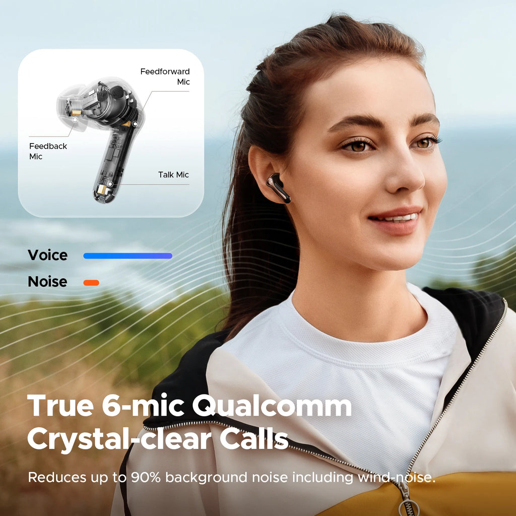 SOUNDPEATS Air5 Pro Wireless Earphones 55 dB Adaptive Hybrid ANC Bluetooth 5.4 Earbuds, Hi-Res LDAC AptX Lossless,6 Mics AI ENC