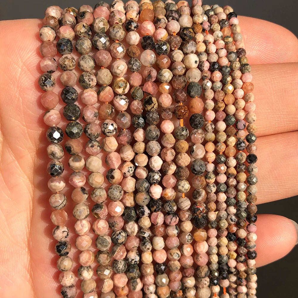 Natural Red Jasper 2mm 3mm 4mm Faceted Round Loose Spacer Beads Diy Bracelet Necklace Jewelry Making Handmade Crafts Accessories