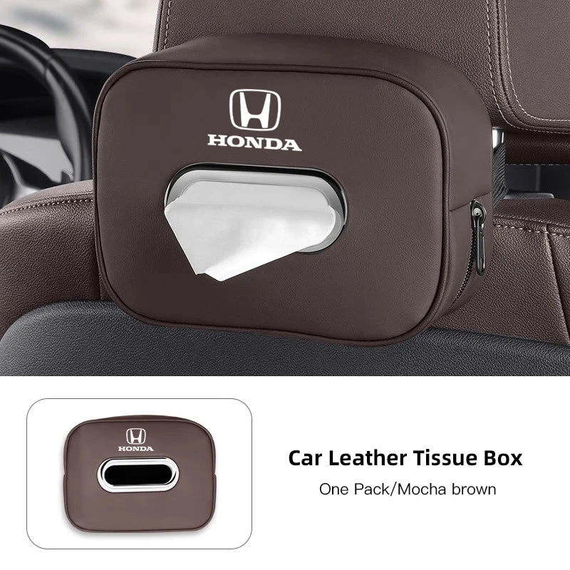Leather Car Tissue Box Holder Rear Seat Storage Bag for Honda Civic Fit Jazz Accord Pilot CRV Odyssey Passport City Shuttle HRV