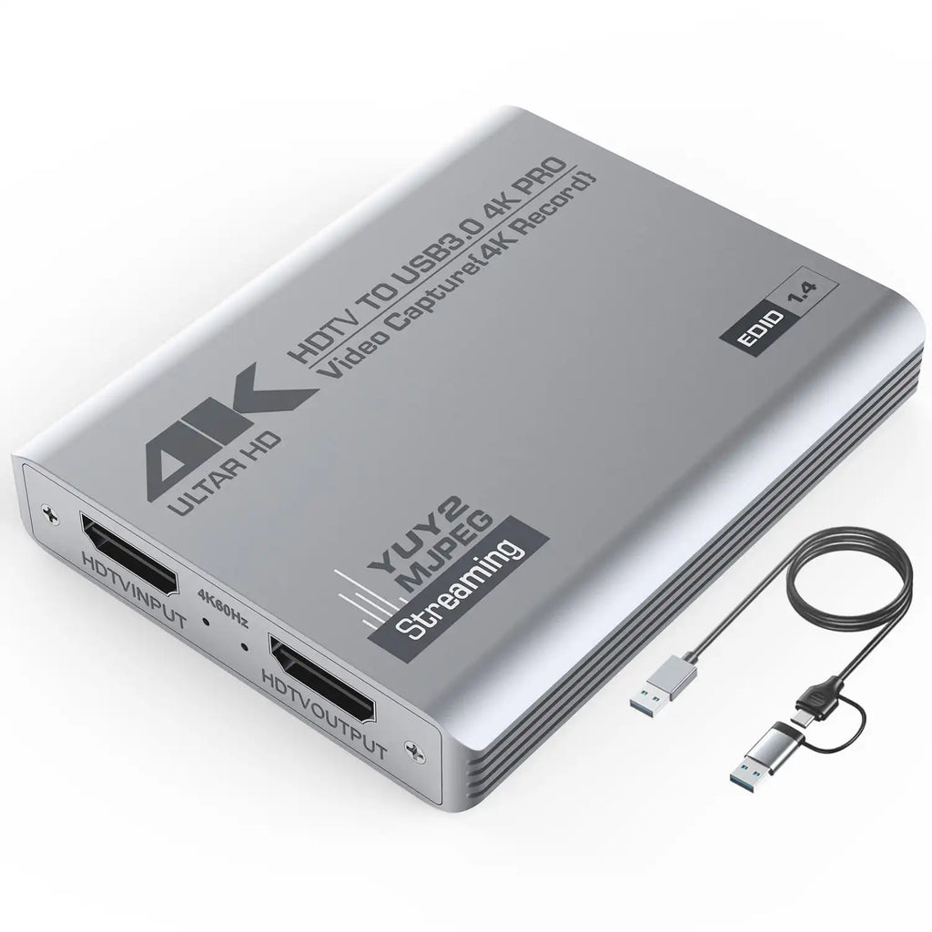 USB 3.0 4K HDTV Video Capture Card with Loop-Out 1080P 60FPS Audio Video Capture for PS5, Switch, Xbox ,Camera, PC, OBS