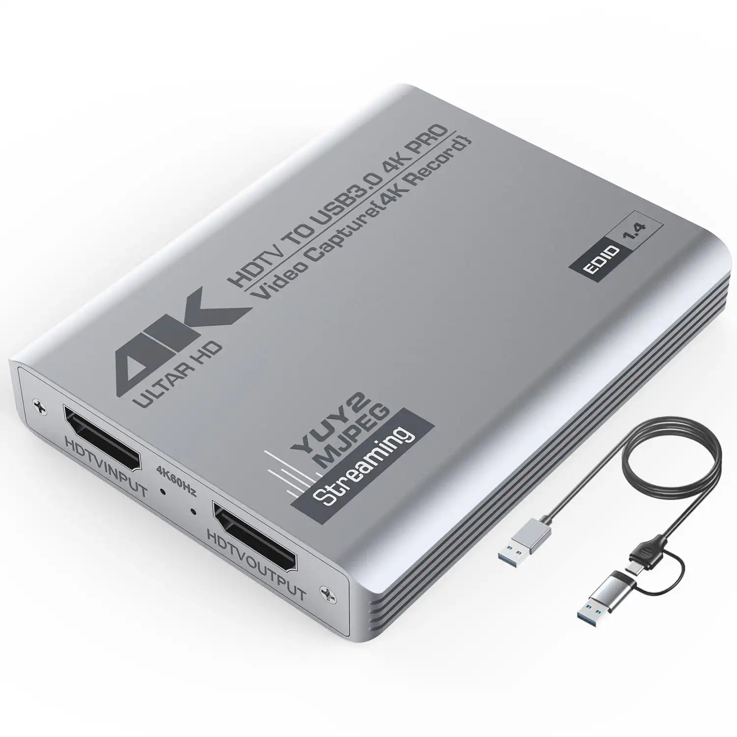 USB 3.0 4K HDTV Video Capture Card with Loop-Out 1080P 60FPS Audio Video Capture for PS5, Switch, Xbox ,Camera, PC, OBS