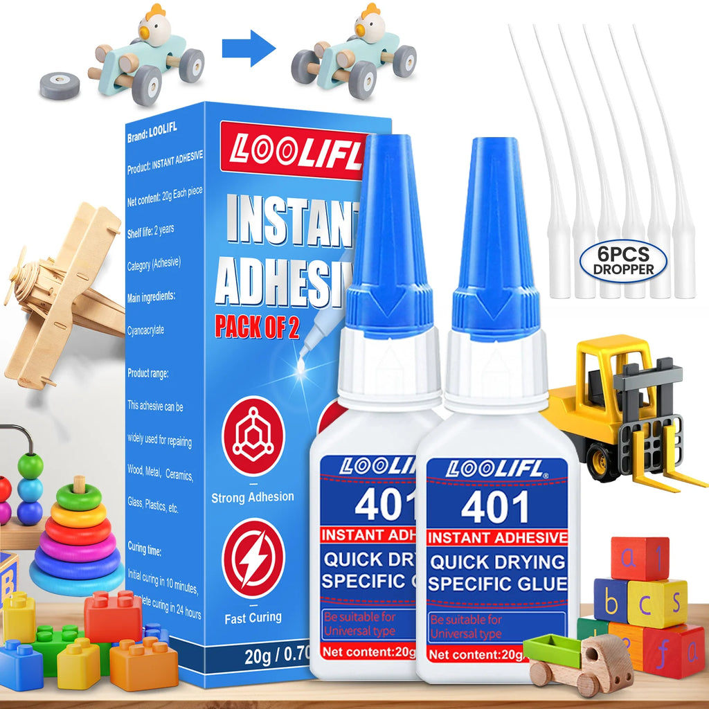 LOOLIFL - Super Plastic Glue, 10 Seconds Bonding, Waterproof, Used for Toy Repair, 3D Printing, Shoe Repair, DIY, Etc.