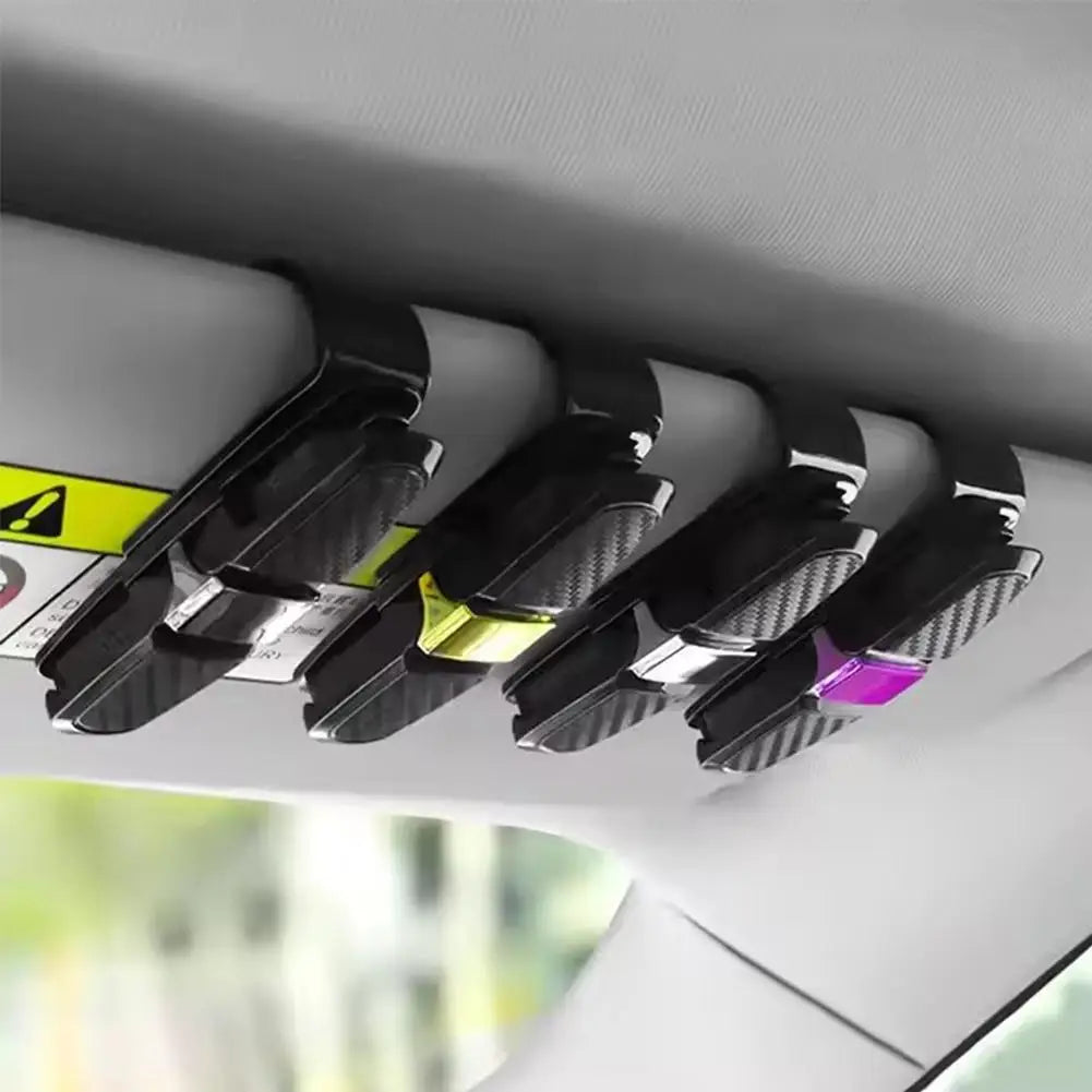 Car Sunglasses Frame Carbon Fiber Bills Glasses Clip Multi Function In Car Creative Eye Box Card Double Headed Clip On Board