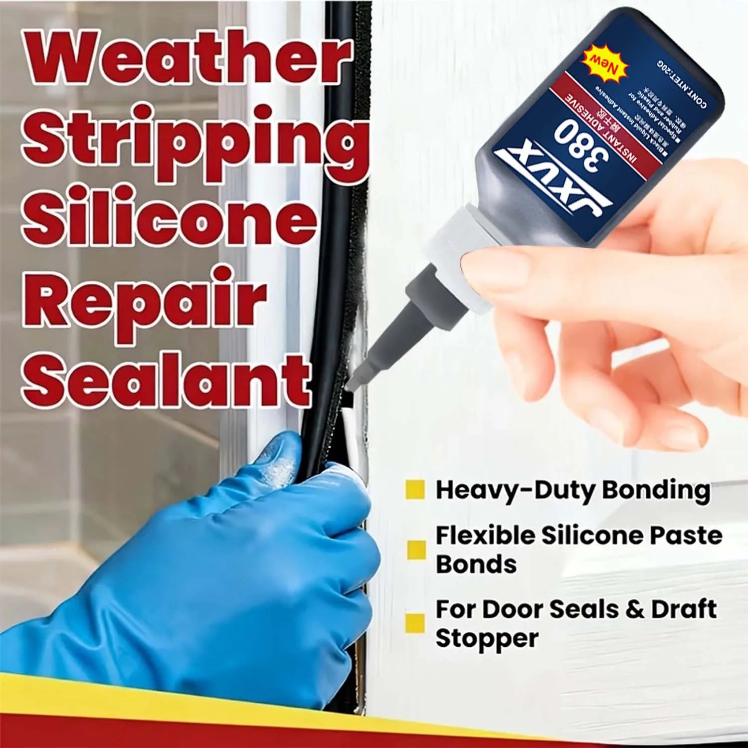 JXVX Repairing Sealant on Weatherstripping, Neutral Silicone Structural Adhesive, Weatherproof for Wall Door Window Crack Repair