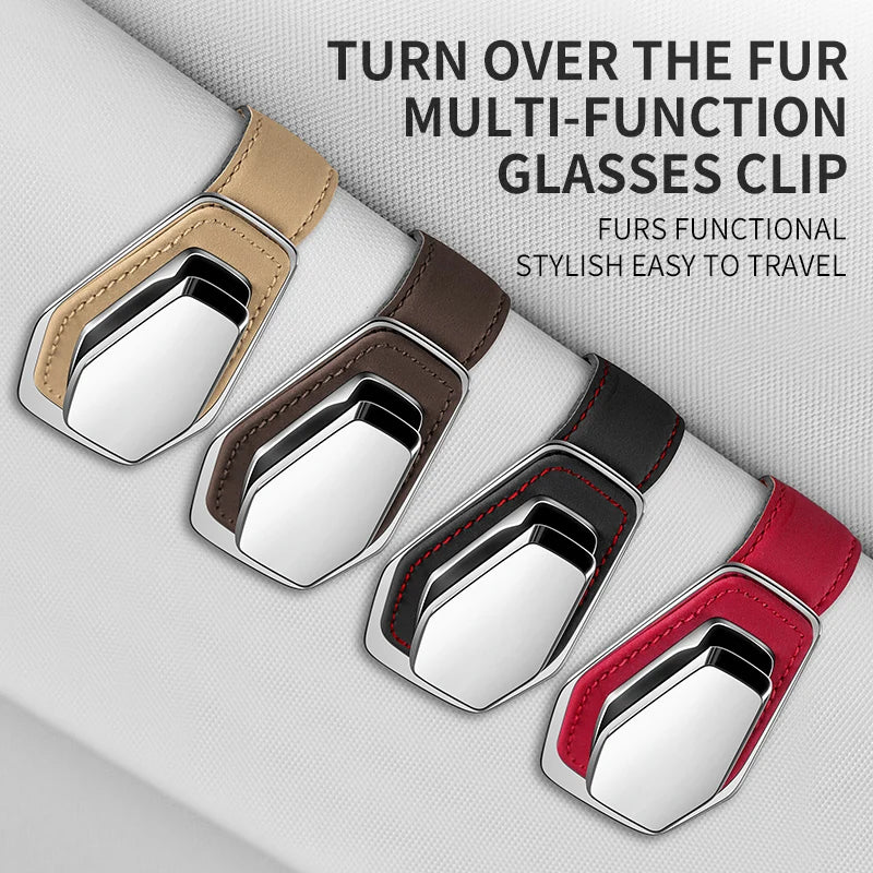 Universal Car Sun Visor Eyeglasses Holder Suede Leather Multifunctional Glasses Clip Auto Interior Organizer Storage Accessories