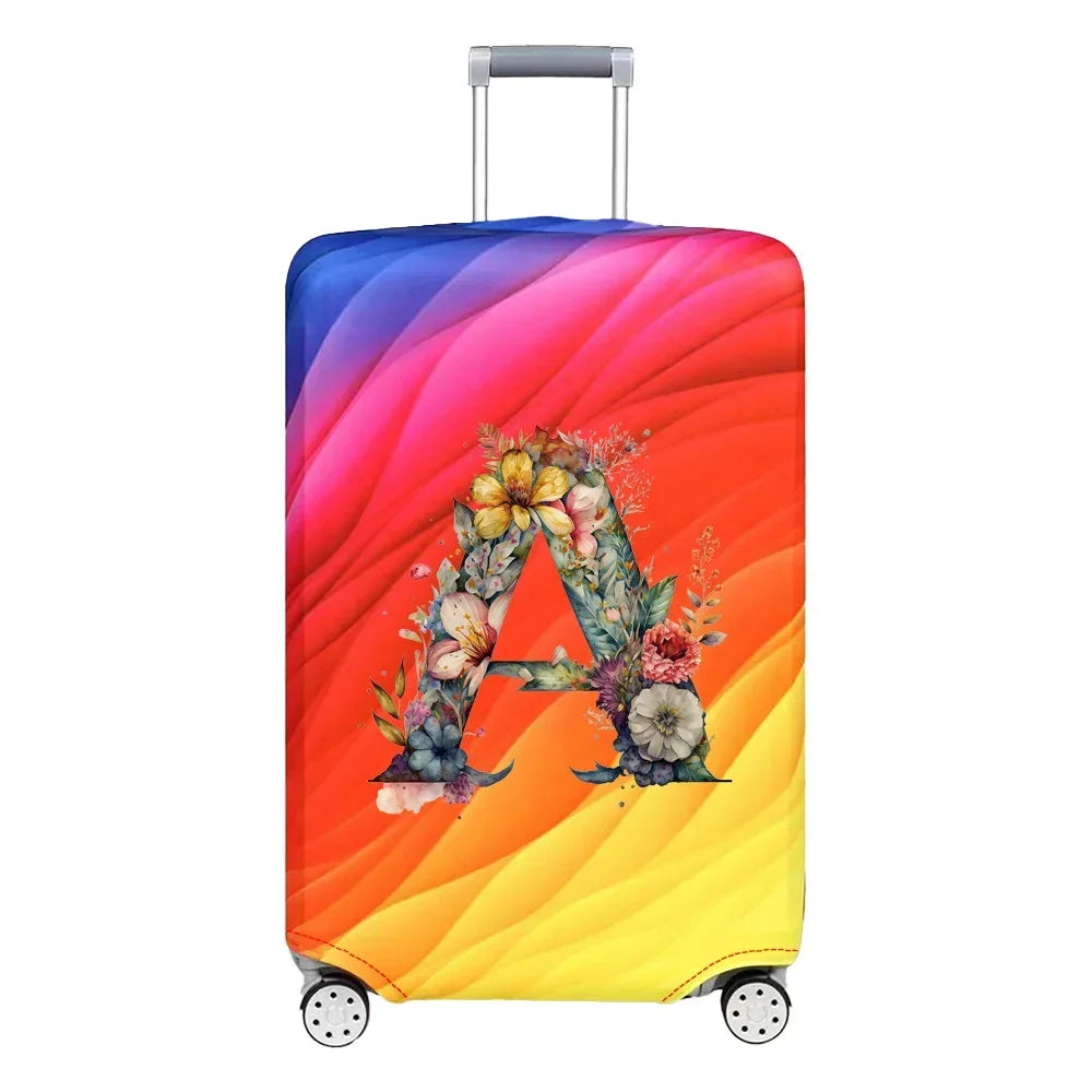 Luggage Cover Stretch Fabric Suitcase Protector Baggage Case for18-32 Inch Suitcase Case Floral Letter Series Travel Organizer