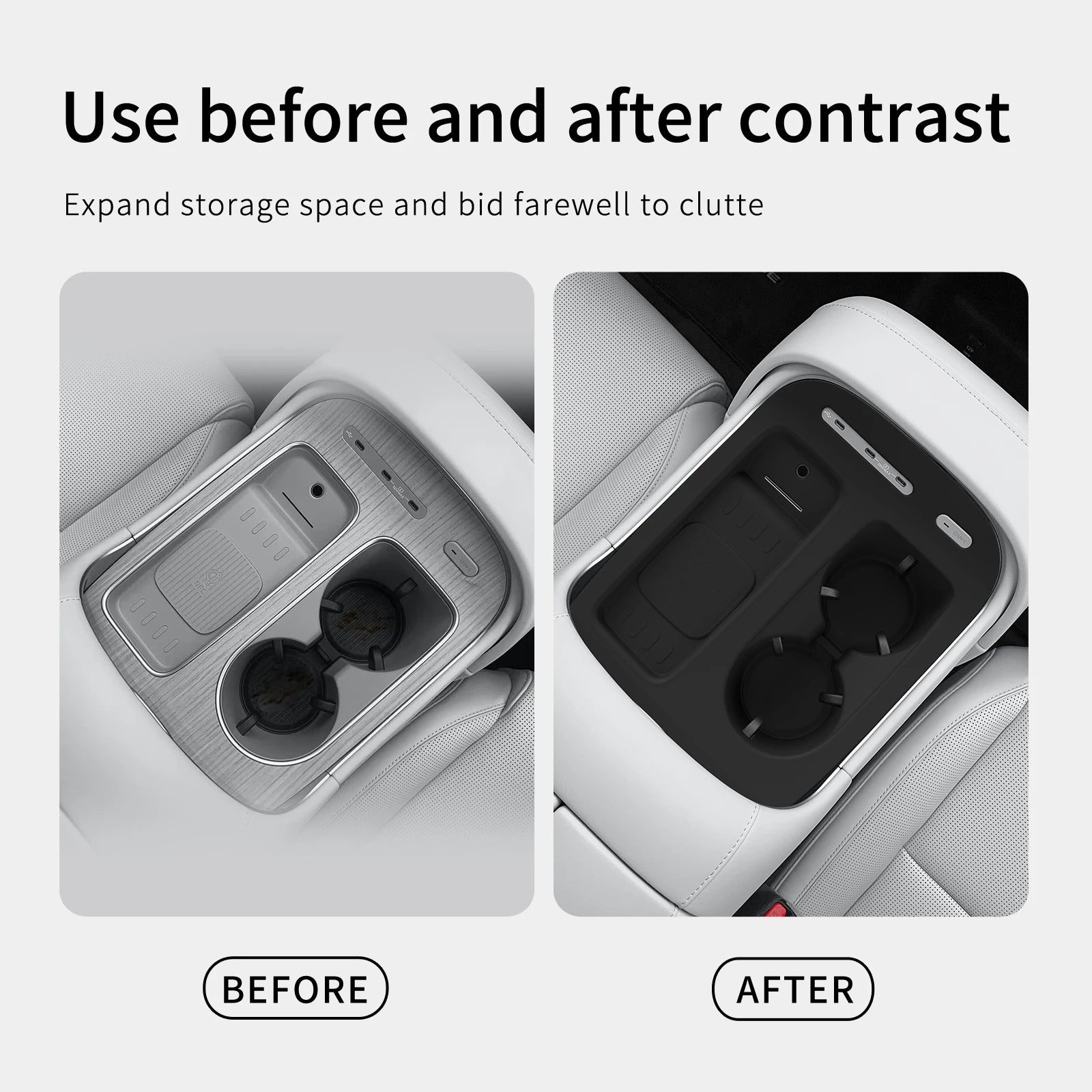 Smabee for Hyundai Palisade 2026 Water Cup Holder Storage Box With Non-slip Wireless Charging Mat Protective Pad Car Accessories