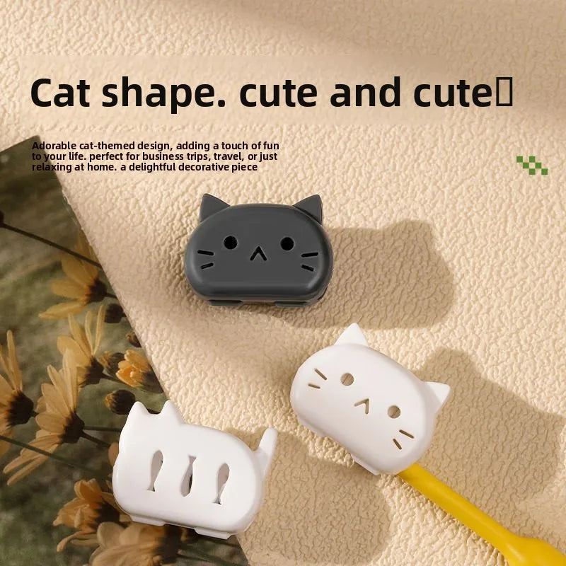4-pack cat-shaped toothbrush protective covers, toothbrush storage caps, travel brush head sleeves, toothbrush protective lids,