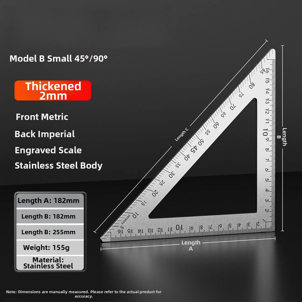 New Triangle Ruler Measurement Tool Stainless Steel Carpenter Tools Cm Metric Angle Ruler Square Woodworking Tools