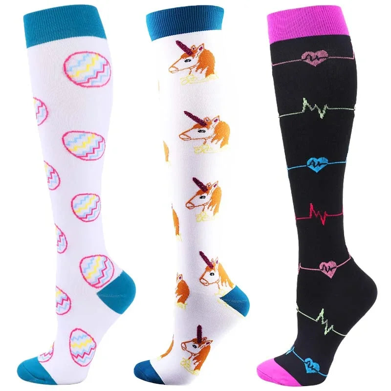 Unisex Compression Socks for Men and Women Medical Diabetes Varicose Veins Sports Socks for Running Cycling Travel Flight Yoga