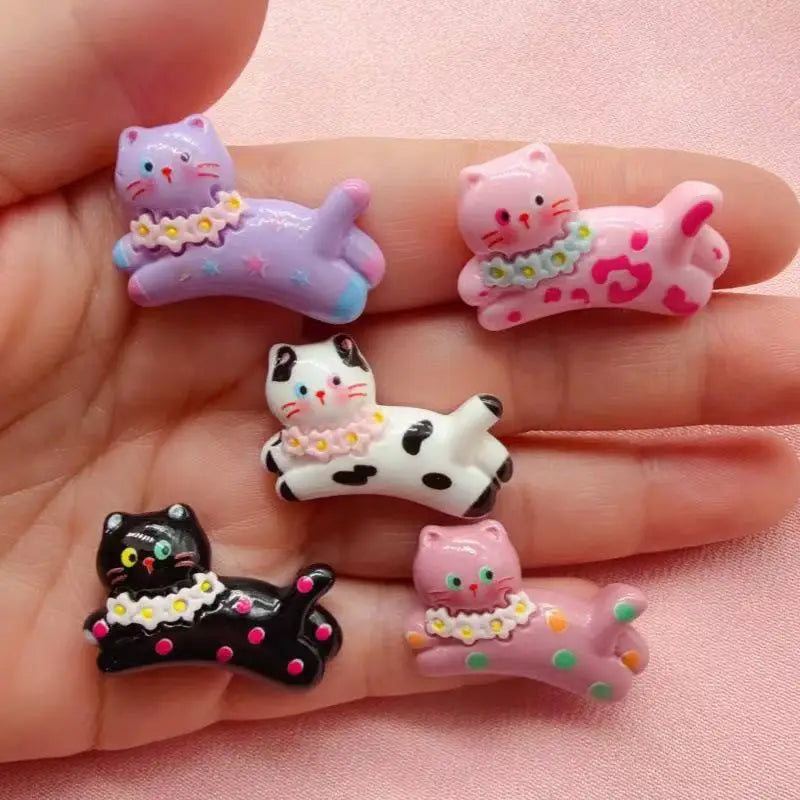 10pcs cartoon DIY resin accessories accessories, cat cream rubber hair clip, phone case, shoe buckle, keychain pendant