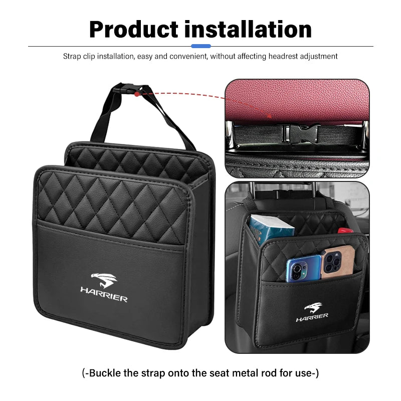 Car Seat Back Storage Leather Multifunction Storage Box For Toyota Harrier 30 60 80 XU30 XU60 XU80 2022 2023